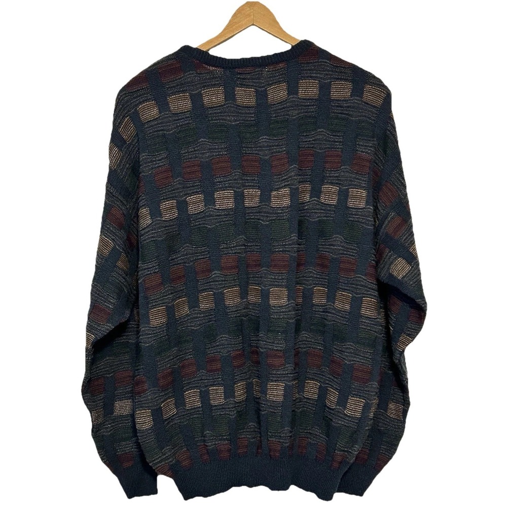 Vtg 90's FARAH "Coogi Style" Knit Grandpa Sweater Men XL Preppy Cosby Academia